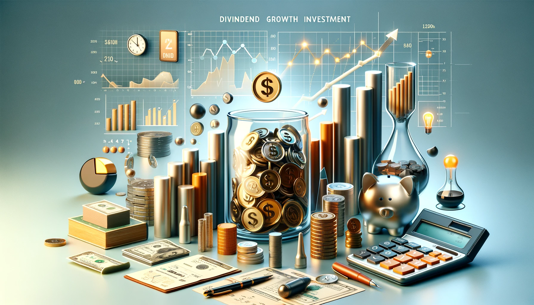 Finansal öğelerle dolu gerçekçi bir görsel
