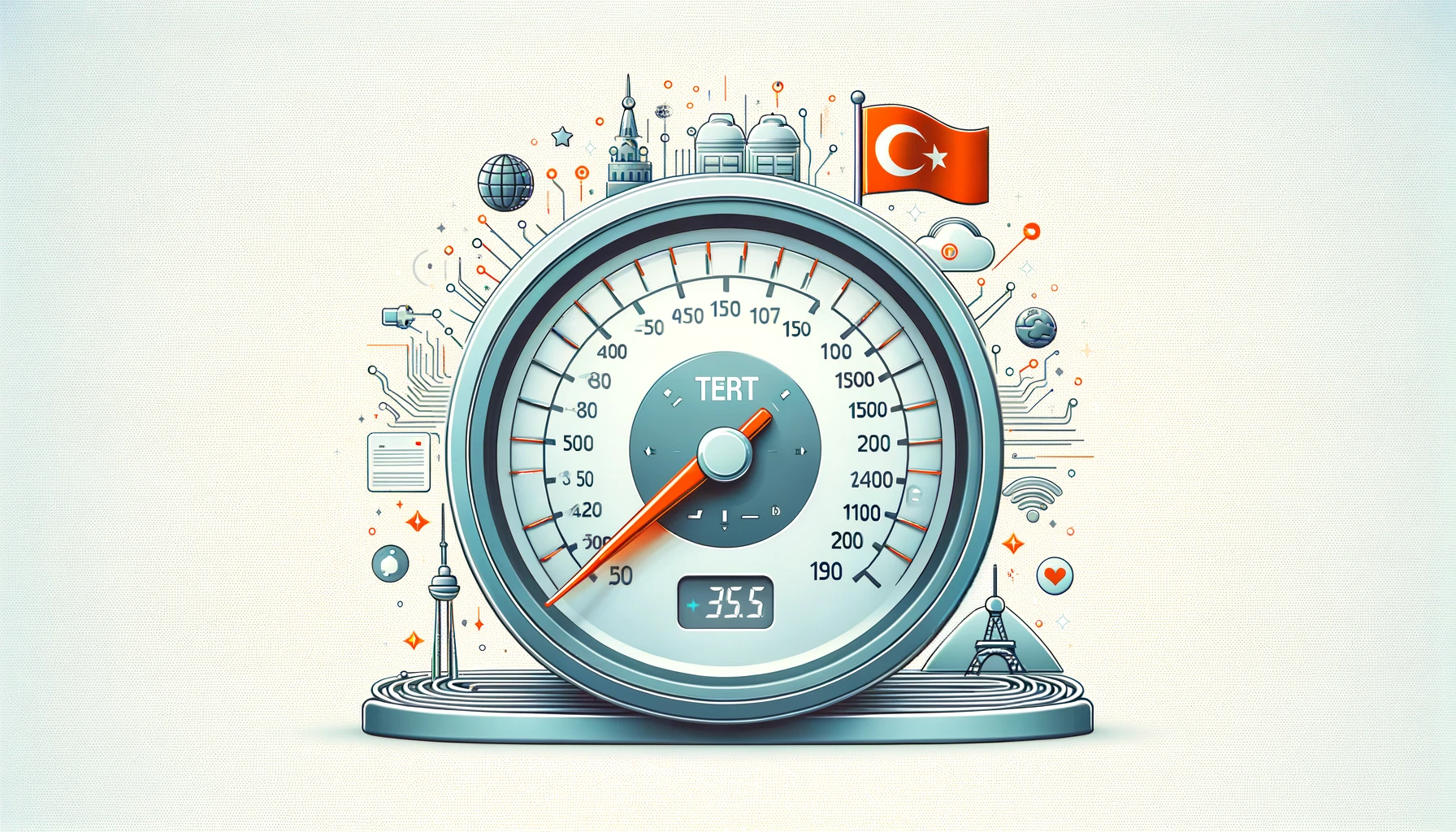 Türkiye'nin internet sağlayıcıları ve hız göstergesi içeren görsel.