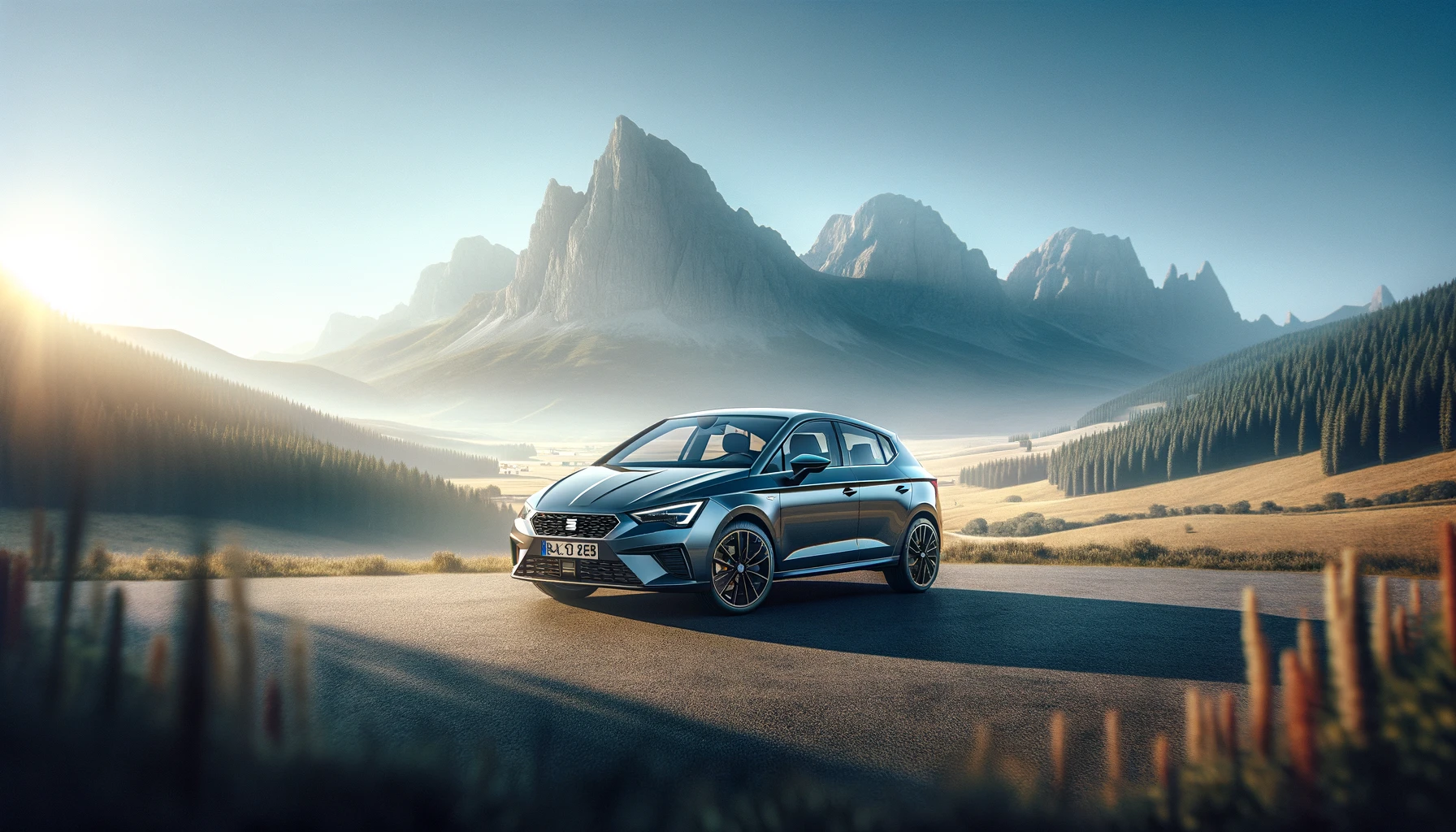 SEAT otomobil, dağlar önünde