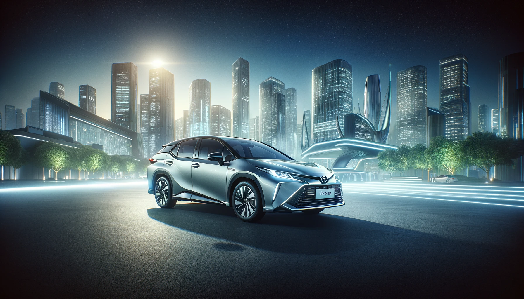 Toyota hibrit araç, yenilikçi şehir manzarasında